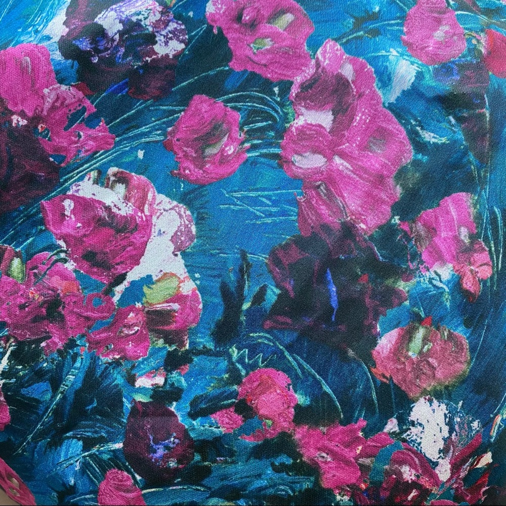 Haute Hippie pink blue 'cotton gin' floral t-strap silk camisole tank size small - Picture 11 of 14